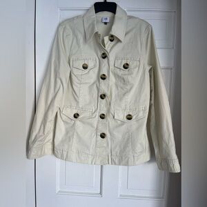 Cabi Kenya Utility jacket. Original epaulets/shoulder pads removed by owner